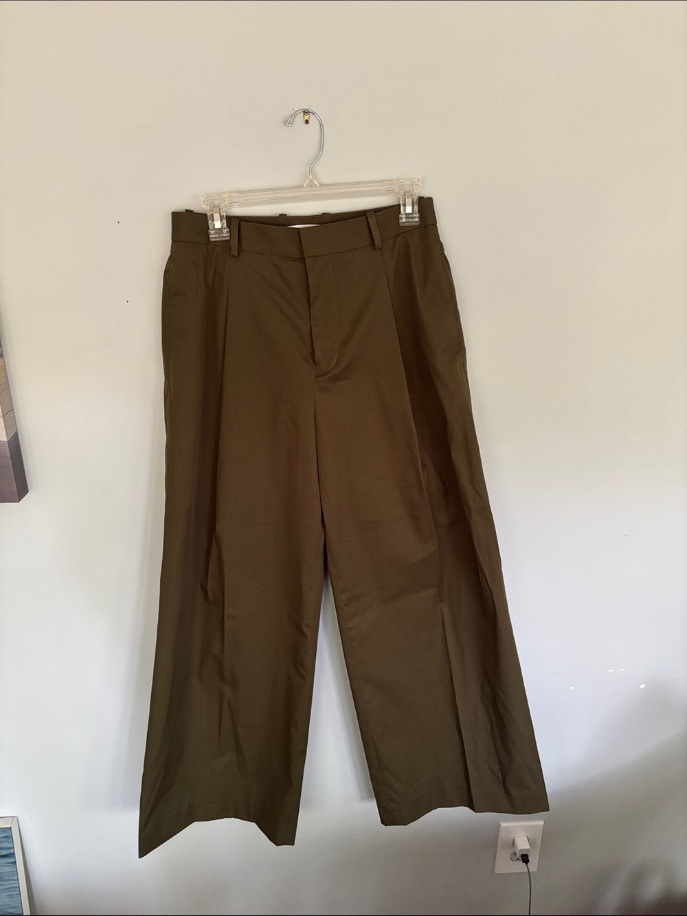 Frame Denim Olive Wide Leg Pleated Pants